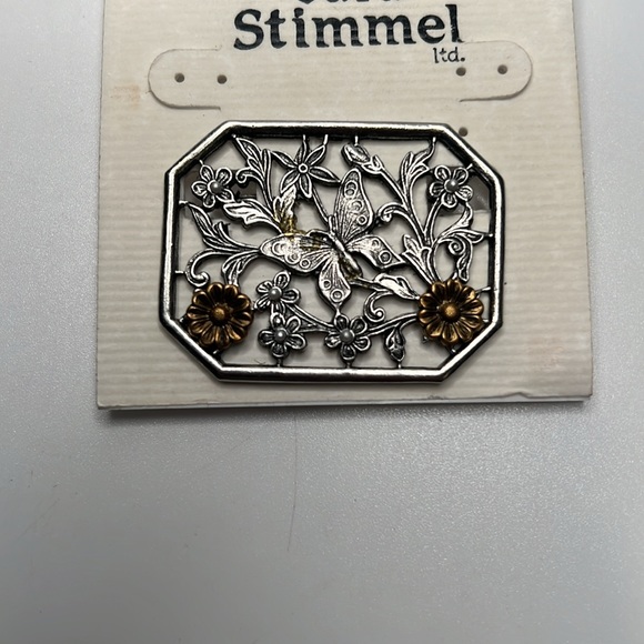 Cara Stimmel Jewelry - 🌺 NWT Cara Stimmel flower & butterfly brooch silver toned w/ gold tone flowers